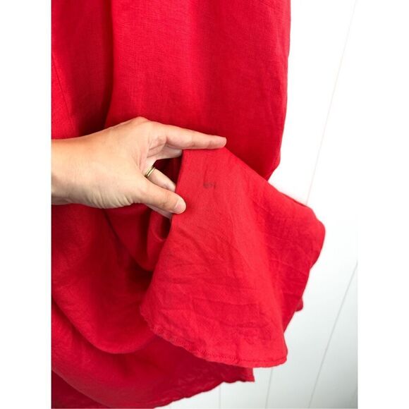 Joie 100% Linen Natural Red Midi V Neck Tank Dress Size 8 - Picture 6 of 9